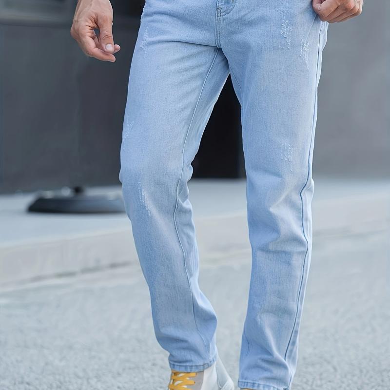 Men's Straight Regular Denim Jeans With Pockets