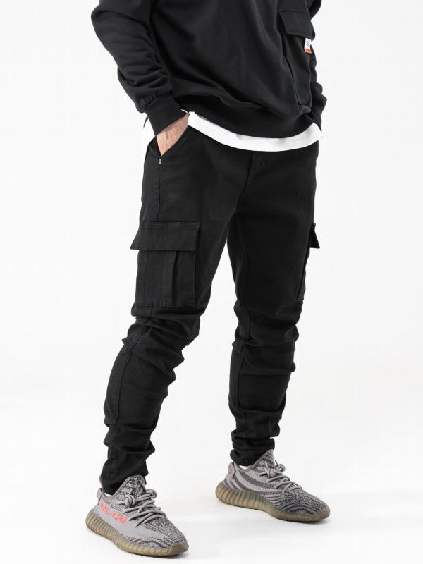 Men's Slim Fit Cargo Jeans Casual Street Style High Stretch Denim Pants