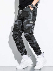 Men Camo Print Cargo Pants with Flap Pocket