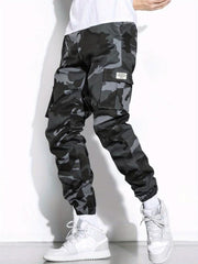 Men Camo Print Cargo Pants with Flap Pocket