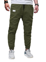 Men's Cotton Blend Joggers Solid Drawstring Pants