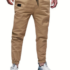 Men's Cotton Blend Joggers Solid Drawstring Pants