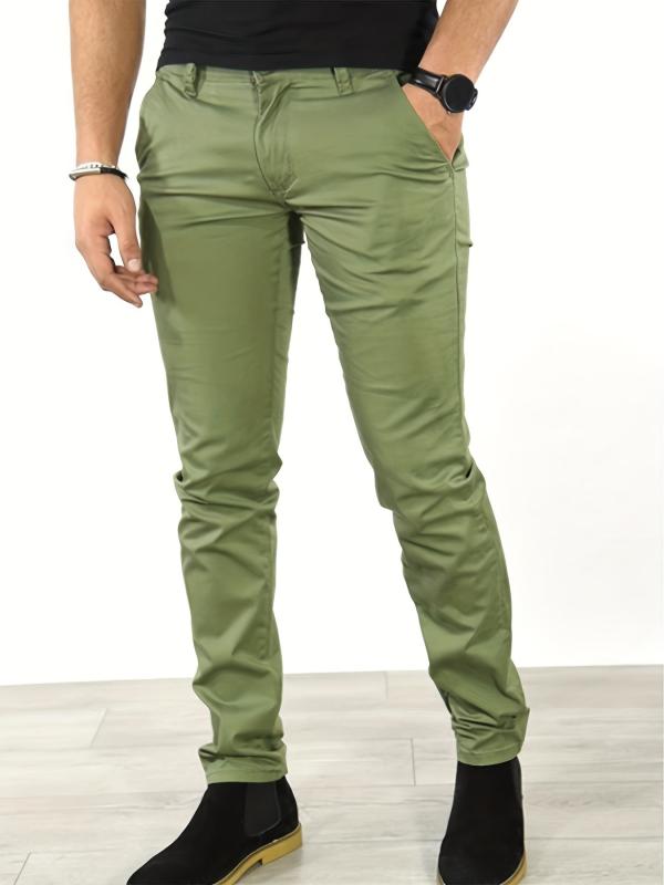 Men s Slim Fit Tapered Slacks Casual Solid Pants For All Seasons