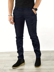 Men s Slim Fit Tapered Slacks Casual Solid Pants For All Seasons