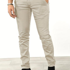 Men s Slim Fit Tapered Slacks Casual Solid Pants For All Seasons