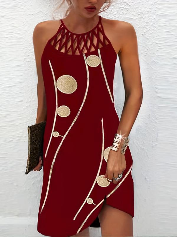 Floral Print Criss Cross Dress Sexy Sleeveless Cami Dress