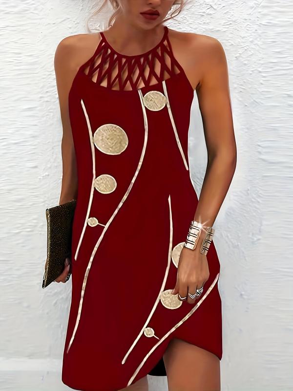 Floral Print Criss Cross Dress Sexy Sleeveless Cami Dress