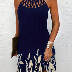 Floral Print Criss Cross Dress Sexy Sleeveless Cami Dress