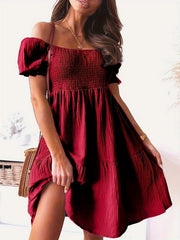 Off Shoulder Smocked Dress for Summer & Spring