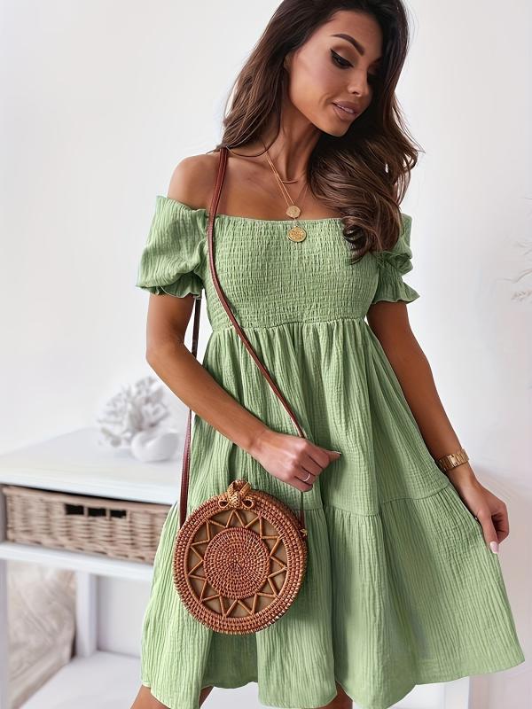 Off Shoulder Smocked Dress for Summer & Spring