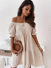 Off Shoulder Smocked Dress for Summer & Spring
