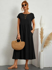 Solid Casual Short Sleeve Summer Dress
