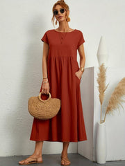 Solid Casual Short Sleeve Summer Dress