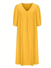 Casual Short Sleeve Dress V Neck for Women Summer Spring