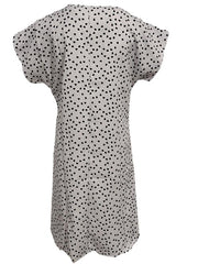Polka Dot & Heart Print Dress Cute V Neck Short Sleeve Dress