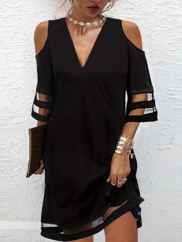 Cold Shoulder V Neck Dress for Women