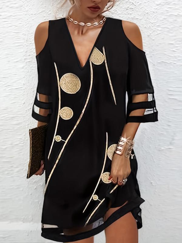 Cold Shoulder V Neck Dress for Women