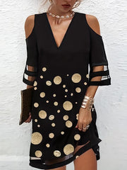 Cold Shoulder V Neck Dress for Women