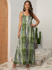 Abstract Print Cami Dress V-Neck Maxi Dress