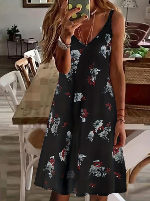 Floral Spaghetti Dress Backless Cami Summer Women's Clothing