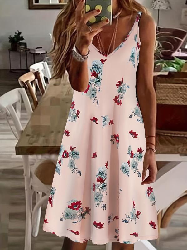 Floral Spaghetti Dress Backless Cami Summer Women's Clothing