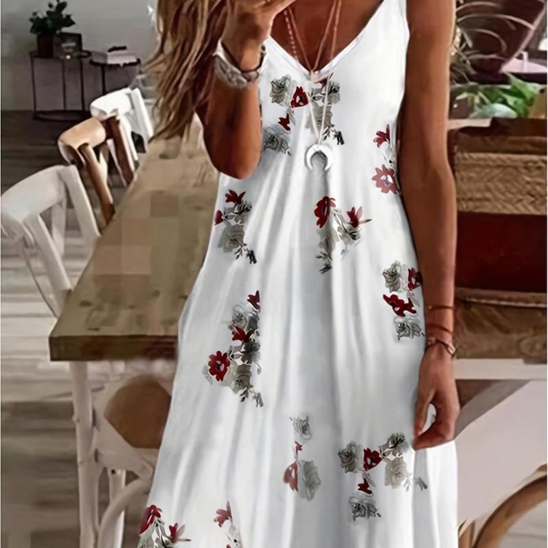 Floral Spaghetti Dress Backless Cami Summer Women's Clothing