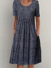 Casual Ruched Dress Short Sleeve Crew Neck