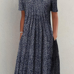 Casual Ruched Dress Short Sleeve Crew Neck