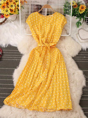 Polka Dot Pleated Dress for Spring & Summer