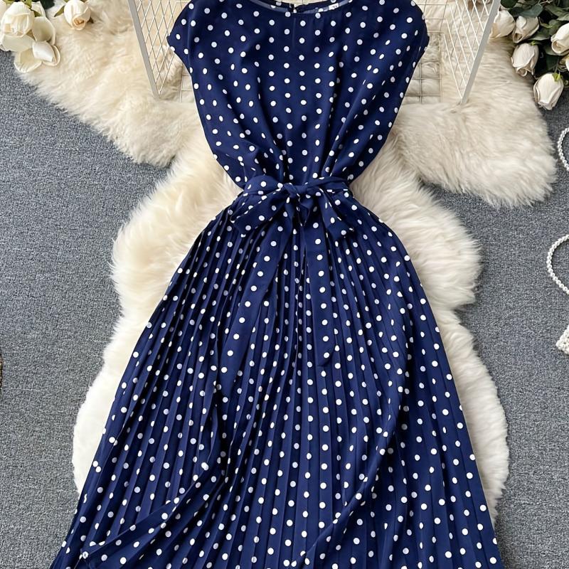 Polka Dot Pleated Dress for Spring & Summer