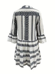 Tribal Print Dress Vacation Flared Sleeve Dress Women's Clothing