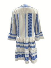 Tribal Print Dress Vacation Flared Sleeve Dress Women's Clothing
