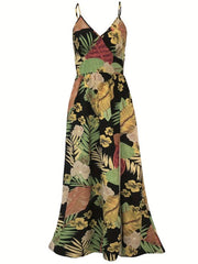 Tropical Print Cami Dress Vacation Maxi Dress Women's Clothing