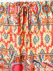 Floral Print Drawstring Cami Dress V Neck Summer Backless Dresses
