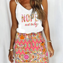 Floral Print Drawstring Cami Dress V Neck Summer Backless Dresses