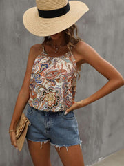 Paisley Print Spaghetti Strap Top for Summer Women