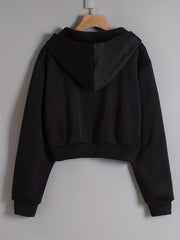 Long Sleeve Crop Hoodies Zip Up Casual Sweatshirt Jacket