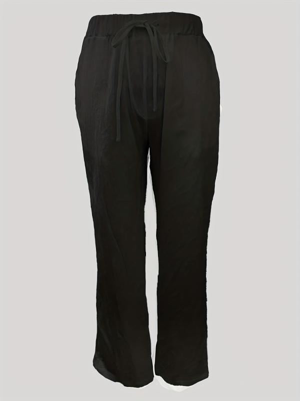 Solid Drawstring Pants Casual Versatile Pant With Pockets Women