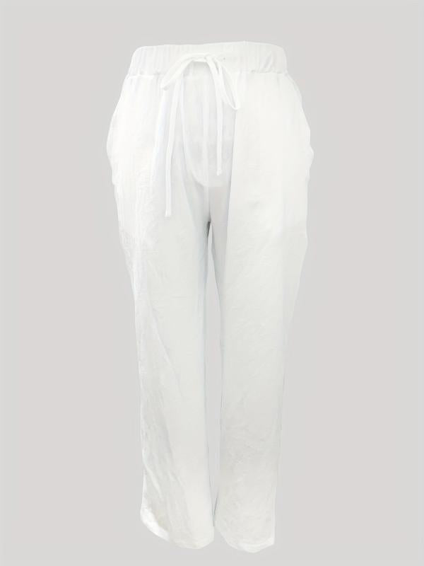Solid Drawstring Pants Casual Versatile Pant With Pockets Women