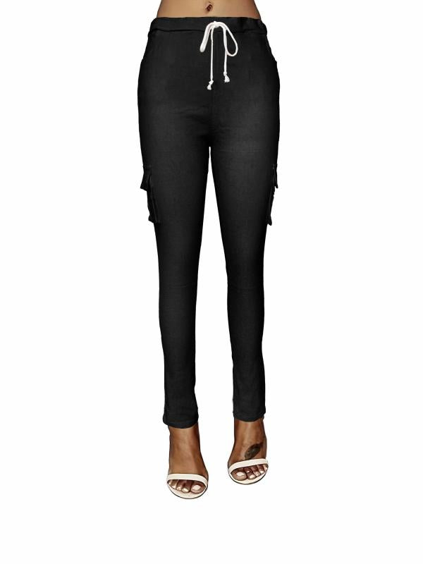Flap Pockets Drawstring Cargo Joggers Pants Casual Skinny Pants