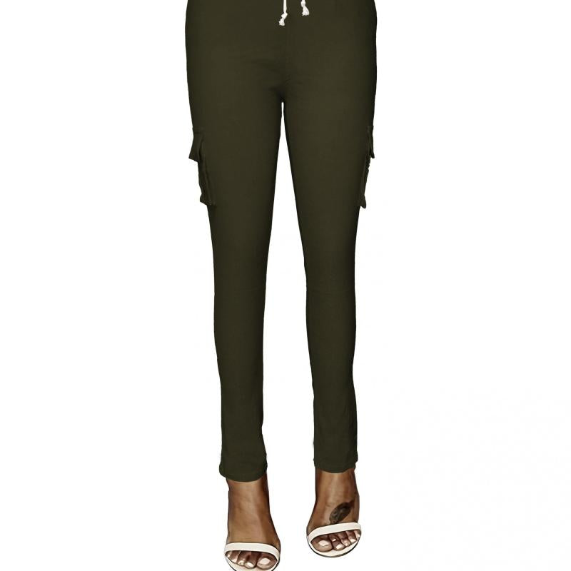 Flap Pockets Drawstring Cargo Joggers Pants Casual Skinny Pants