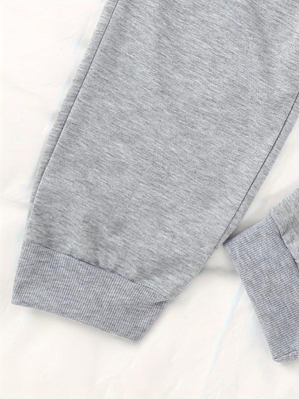 Solid Jogger Pants Drawstring Waist Sports Sweatpants