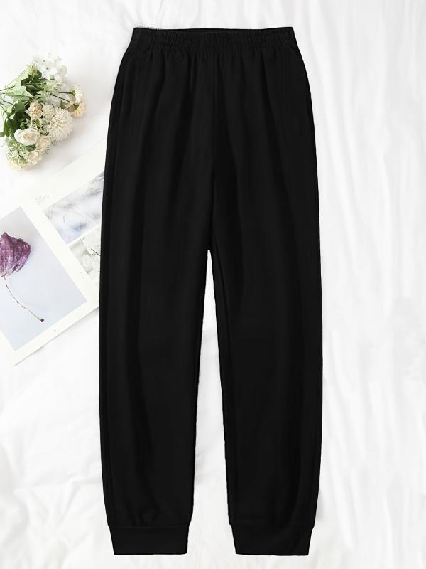 Solid Jogger Pants Drawstring Waist Sports Sweatpants