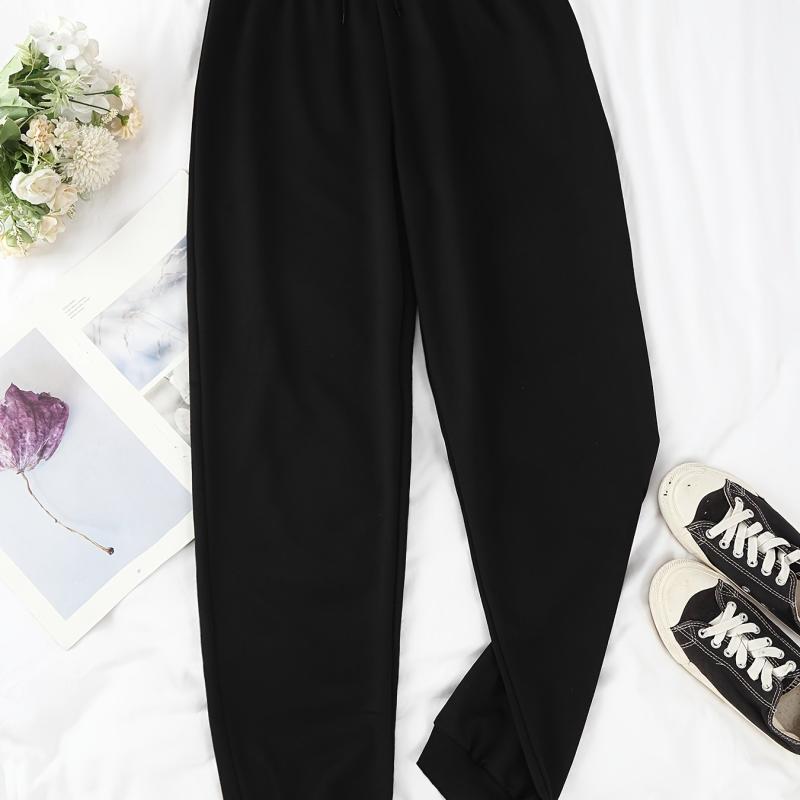 Solid Jogger Pants Drawstring Waist Sports Sweatpants