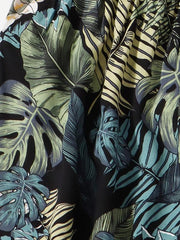 Boho Leaf Print Loose Lantern Pants High Waist