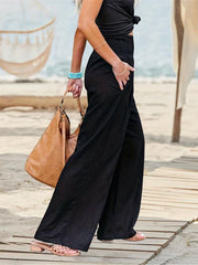 Smocked Waist Wide Leg Pants Casual Pants For Women