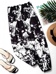 Floral Print Harem Pants Elastic Waist Summer Casual