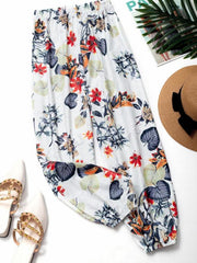 Floral Print Harem Pants Elastic Waist Summer Casual