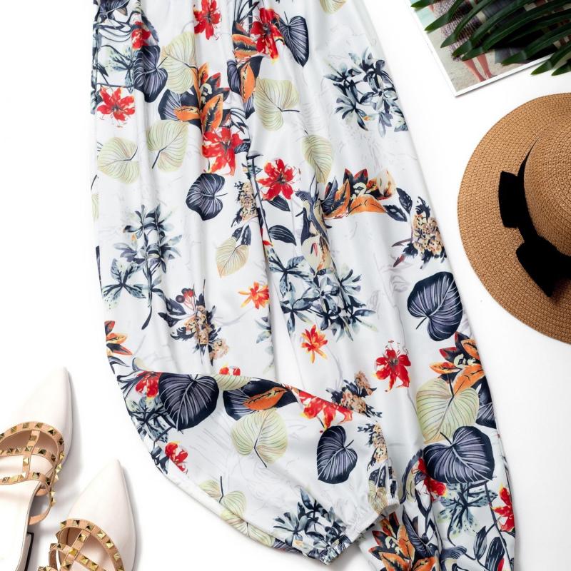 Floral Print Harem Pants Elastic Waist Summer Casual