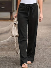 Tie Waist Wide Leg Pants High Waist Casual Long Length